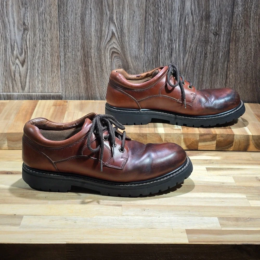 Dockers Shoes Mens 9.5M Brown Leather Rugged Oxford Casual Lug Sole Comfort Gorp